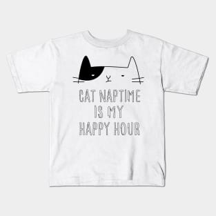 Cat Naptime Is My Happy Hour Kids T-Shirt